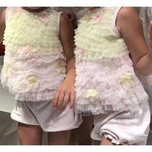 Biscotti Top Bloomers Set Outfit Ruffles Pink 12 M Cotton.. Twins? 2 Available